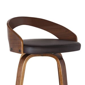 Armen Living LCSOBABRWA30 Sonia Barstool with Polyurethane Upholstery, 30"H, Walnut Wood Finish/Brown