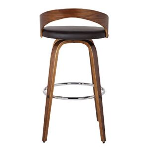 Armen Living LCSOBABRWA30 Sonia Barstool with Polyurethane Upholstery, 30"H, Walnut Wood Finish/Brown