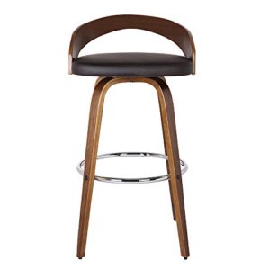 Armen Living LCSOBABRWA30 Sonia Barstool with Polyurethane Upholstery, 30"H, Walnut Wood Finish/Brown