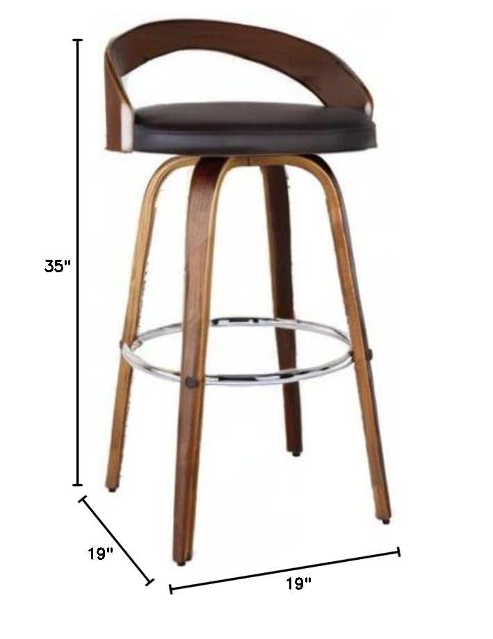 Armen Living LCSOBABRWA30 Sonia Barstool with Polyurethane Upholstery, 30"H, Walnut Wood Finish/Brown