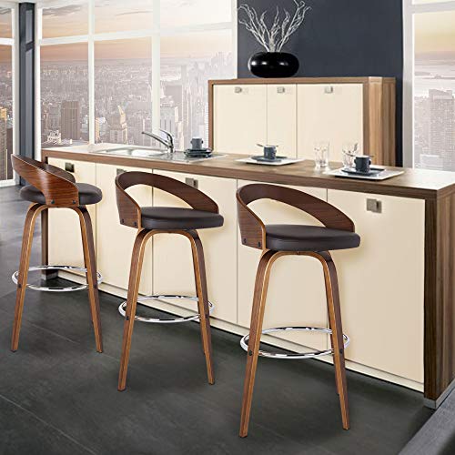 Armen Living LCSOBABRWA30 Sonia Barstool with Polyurethane Upholstery, 30"H, Walnut Wood Finish/Brown