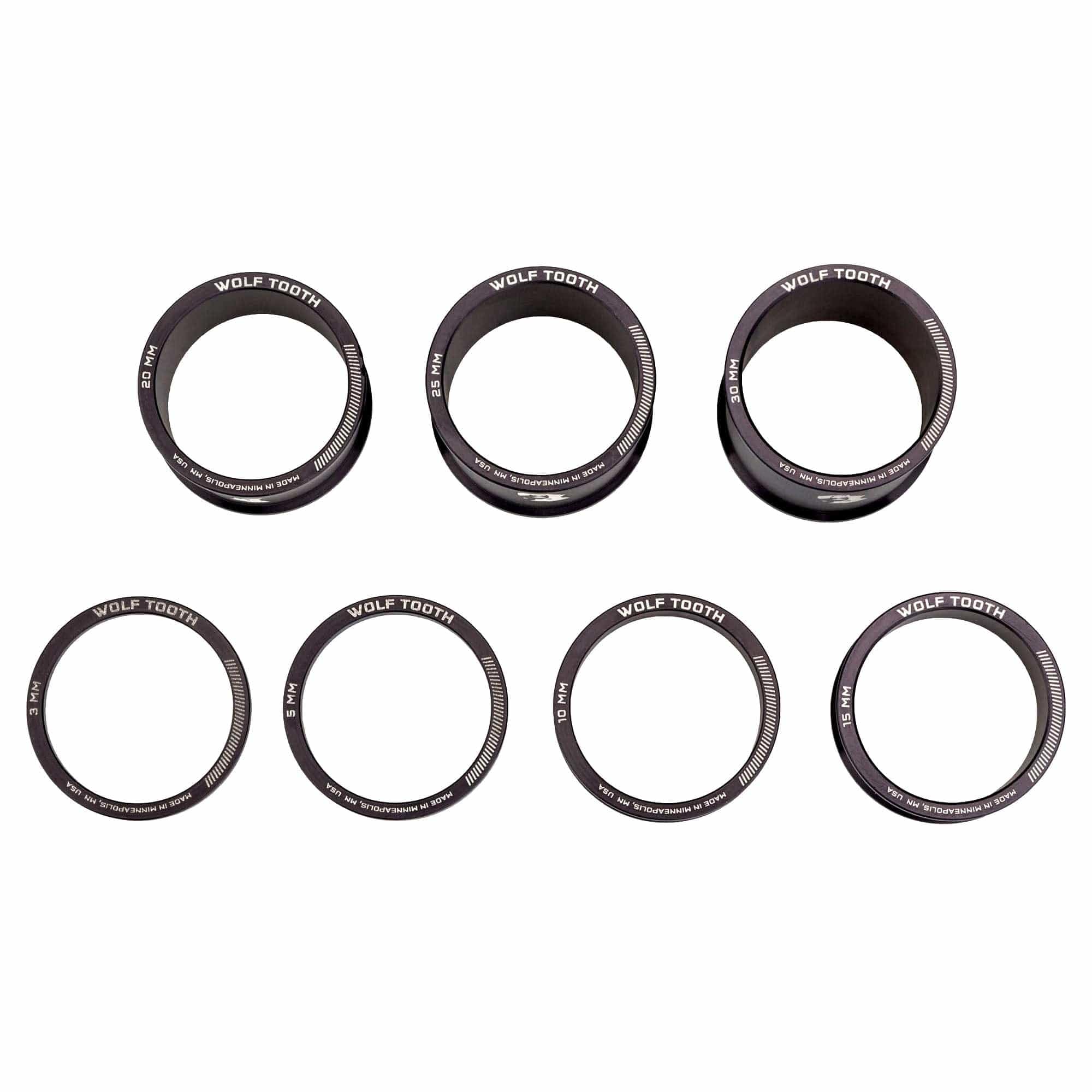 Wolf Tooth Spacer Kit 3, 5,10, 15mm, Black