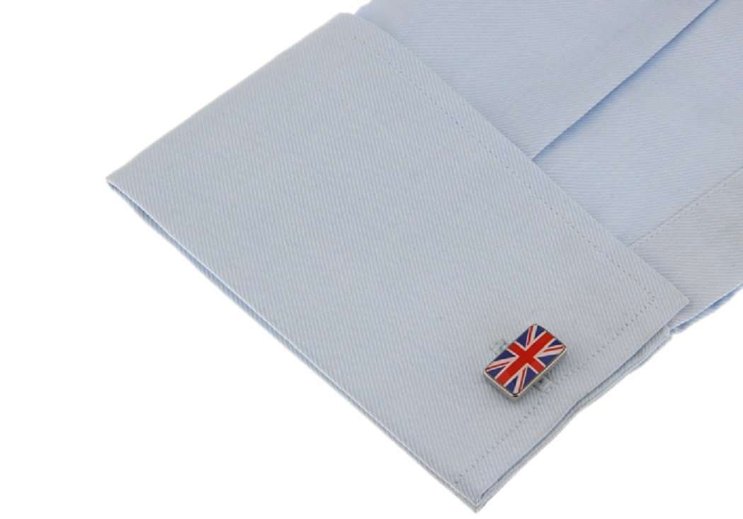 MRCUFF United Kingdom Flag Great Britain Union Jack British Pair Cufflinks in a Presentation Gift Box & Polishing Cloth