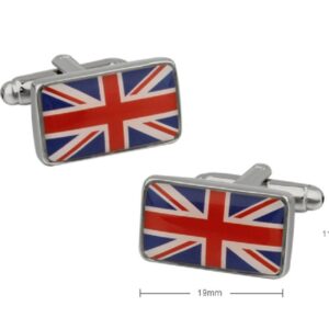 MRCUFF United Kingdom Flag Great Britain Union Jack British Pair Cufflinks in a Presentation Gift Box & Polishing Cloth