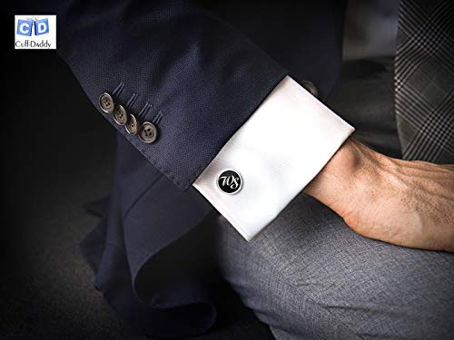 Cuff-Daddy 4 Silver Black Shirt Studs Set in a Velour Pouch - Perfect for Tuxedo Groomsmen Groom Wedding Party