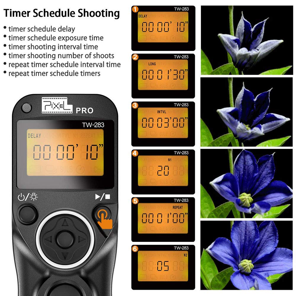 Pixel Wireless Shutter Release Cable Timer Remote Control TW-283 UC1 Compatible for Olympus Cameras