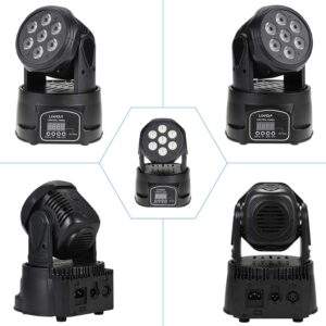 Lixada Moving Head Light 7x10W Moving Head 4 In 1 RGBW Professional 9/14 Channels DMX-512 DJ lights 100W AC 100-240V Sound Active for KTV Club Bar Party Disco DJ Show Bands