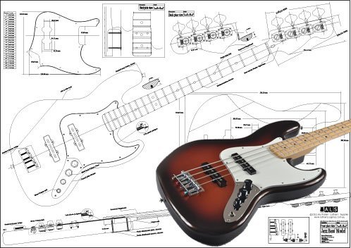 Plan of Fender Jazz Bass 4 String - Full Scale Print