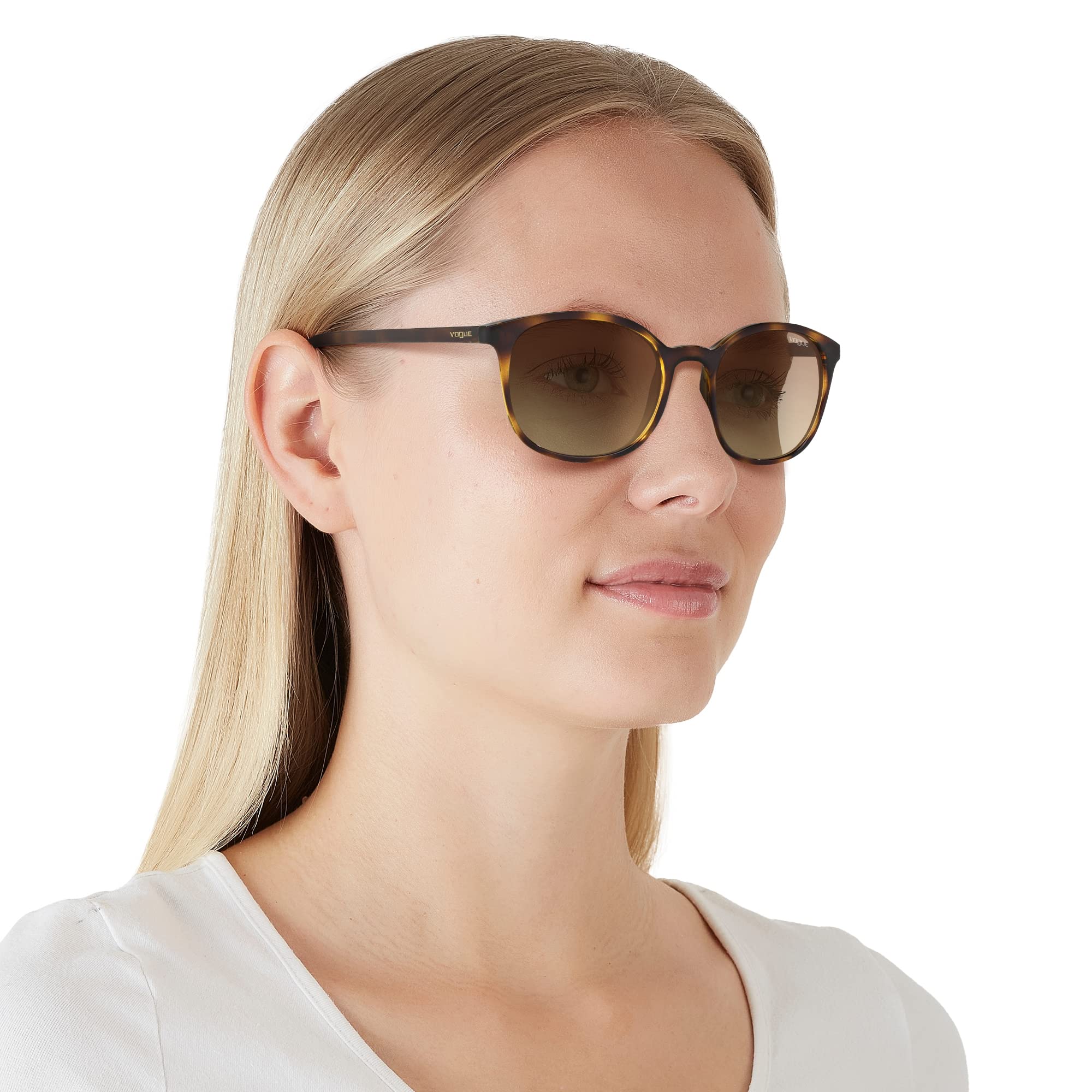 Vogue Eyewear Women's VO5051S Square Sunglasses, Dark Havana/Brown Gradient, 52 mm