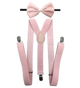 awesome light pink wedding accessories adjustable bow tie & suspenders