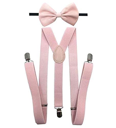 Awesome Light Pink Wedding Accessories Adjustable Bow Tie & Suspenders