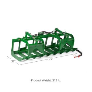 Titan Attachments 72in Economy Grapple Bucket Attachment Fits John Deere Tractors, 3/8in Thick Steel Frame, Hook and Pin Mounting System