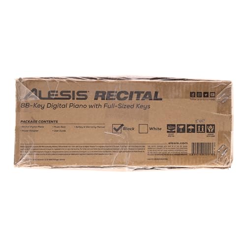 Alesis Recital – 88 Key Digital Piano Keyboard with Semi Weighted Keys, 2x20W Speakers, 5 Voices, Split, Layer and Lesson Mode, FX and Piano Lessons