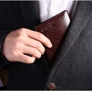 MANBANG Genuine Italian Leather Handbag Organizer Card Case Long Bifold Wallet