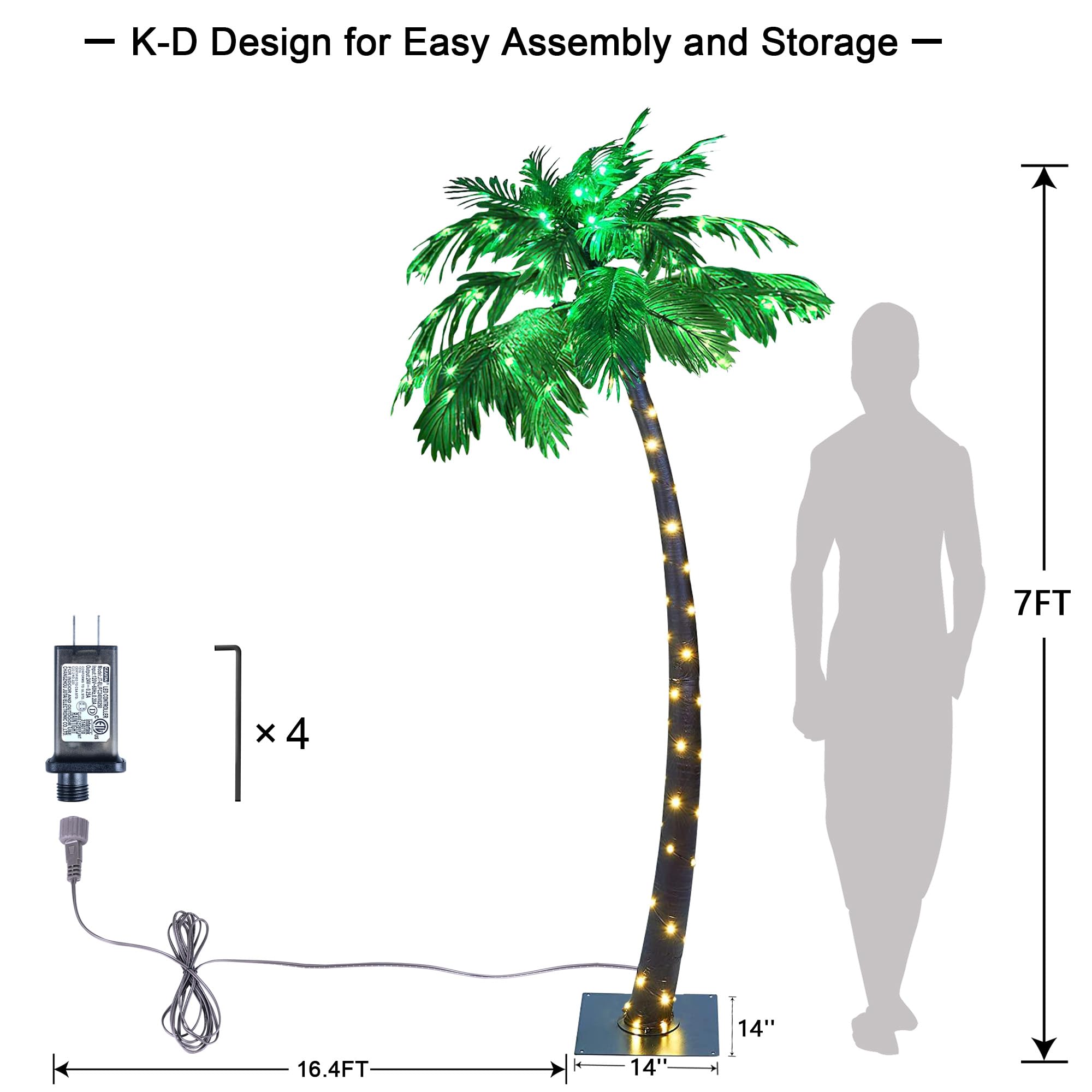 LIGHTSHARE JT-DC240V0250-CLightshare Lighted Palm Tree, Large - ZLS7FT, 7-Feet,Green