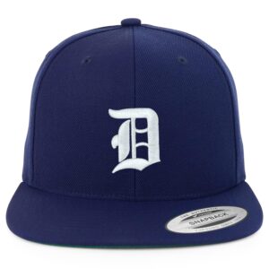 trendy apparel shop old english d embroidered flat bill snapback cap - navy