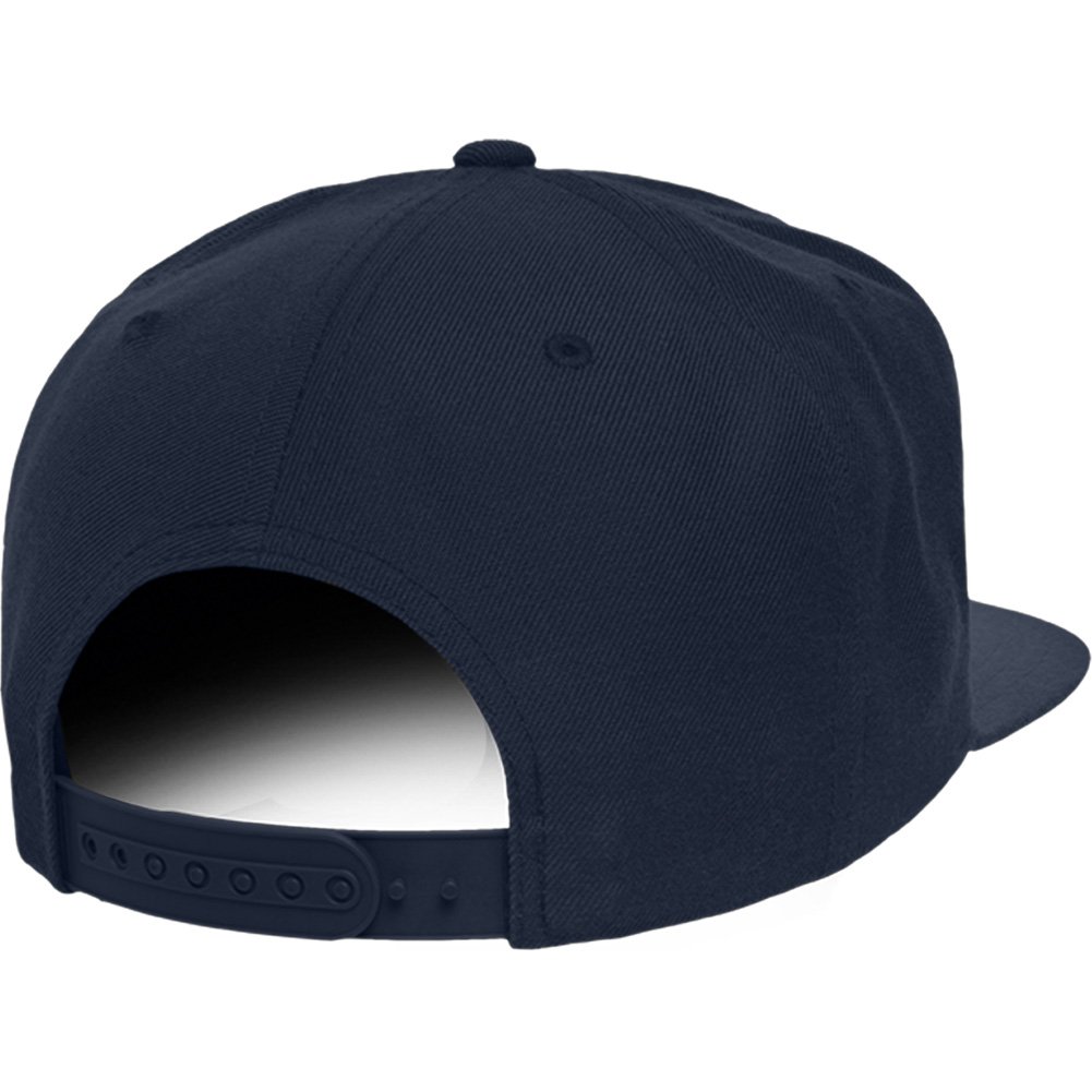 Trendy Apparel Shop Old English D Embroidered Flat Bill Snapback Cap - Navy