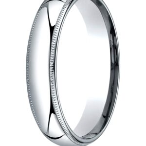 Platinum 5mm Slightly Domed Super Light Comfort-fit Wedding Band/Ring with Milgrain Size 5.5