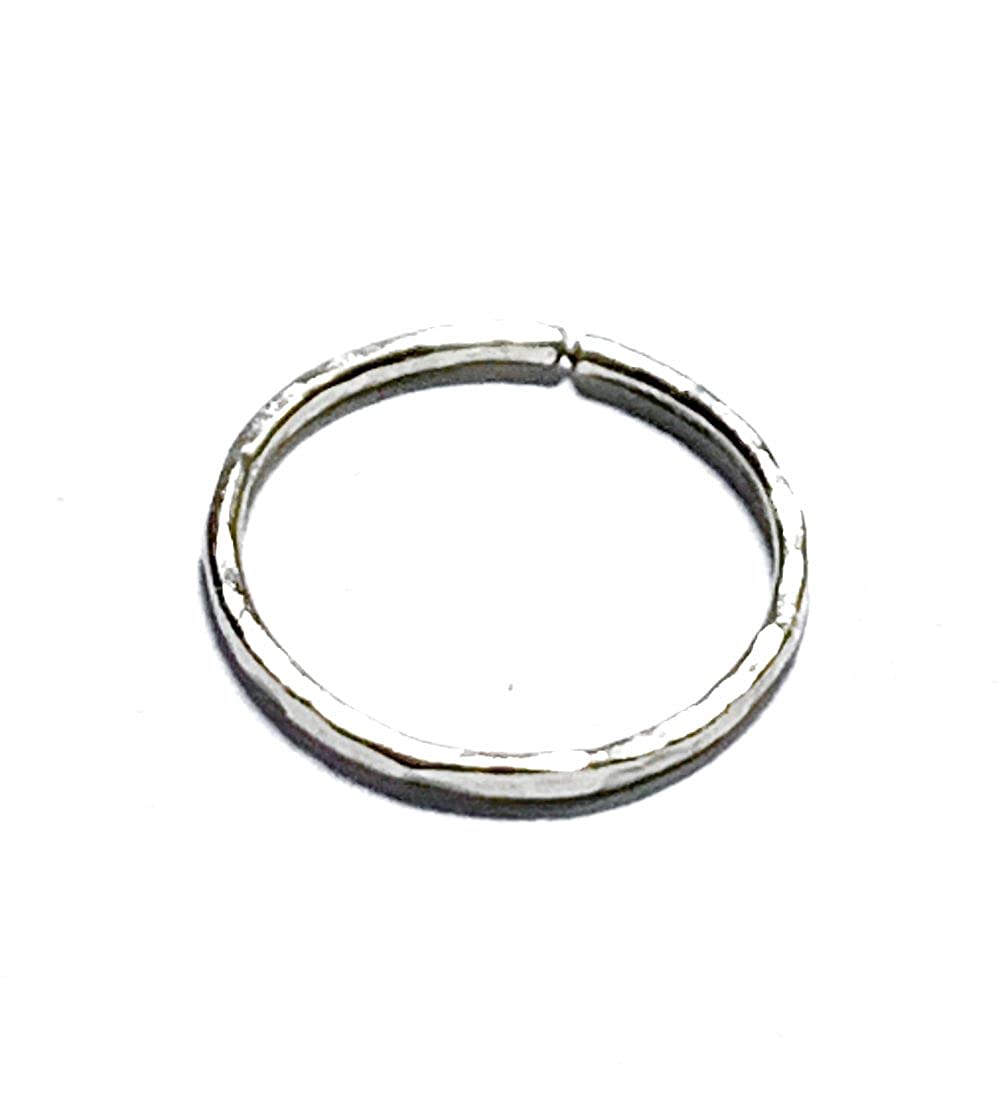 Nose Ring Hoop Seamless Piercing Textured Hammered Cartilage Earring Sterling Silver