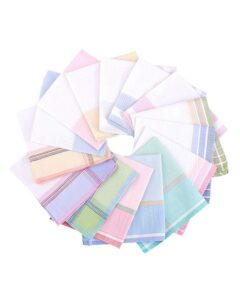 la closure women woven stripe handkerchiefs wedding party cotton hankies 12pcs