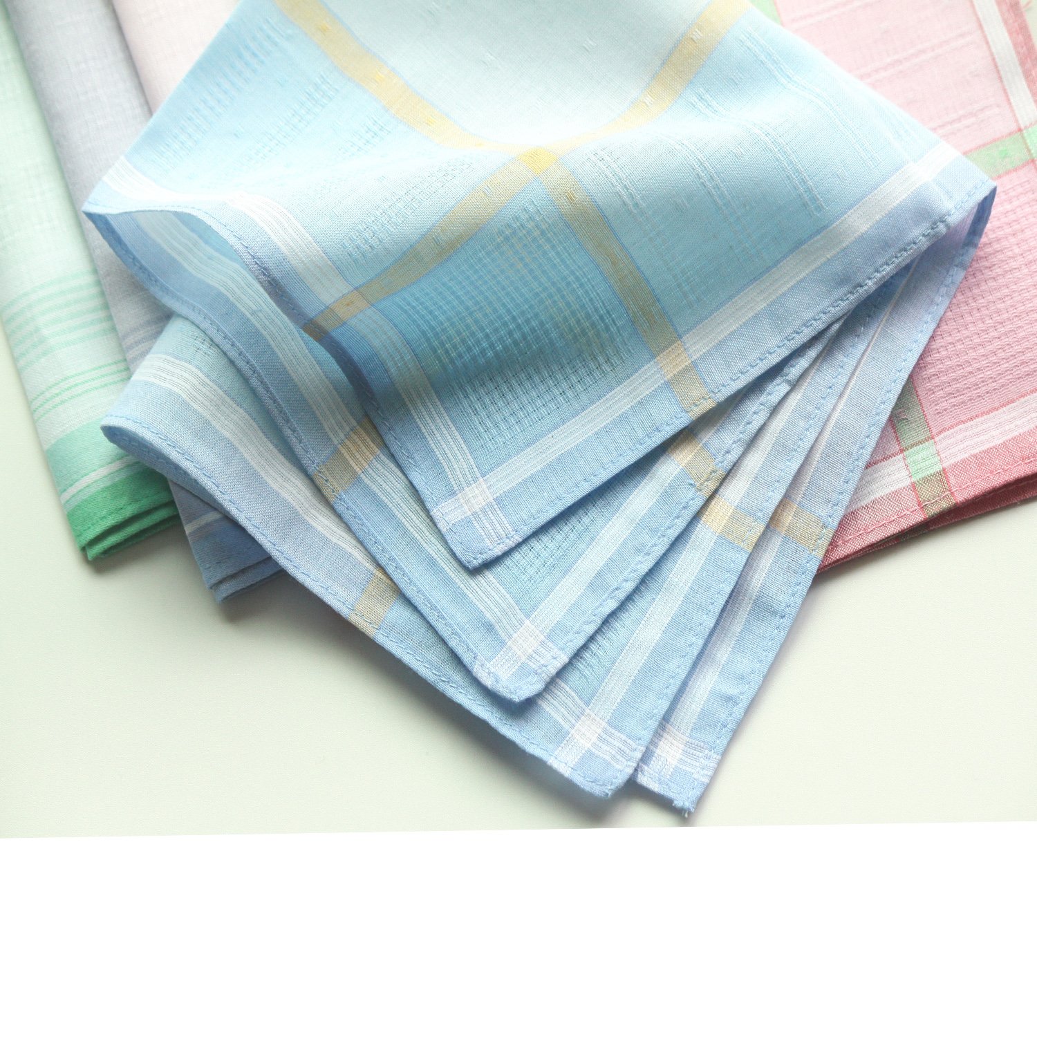 La closure Women Woven Stripe Handkerchiefs Wedding Party Cotton Hankies 12PCS