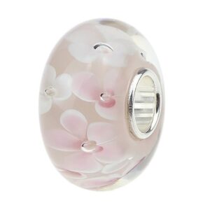 chawin jewelry lampwork murano glass beads hawaii garden charm with 925 sterling silver core flower blossom charm pink charms