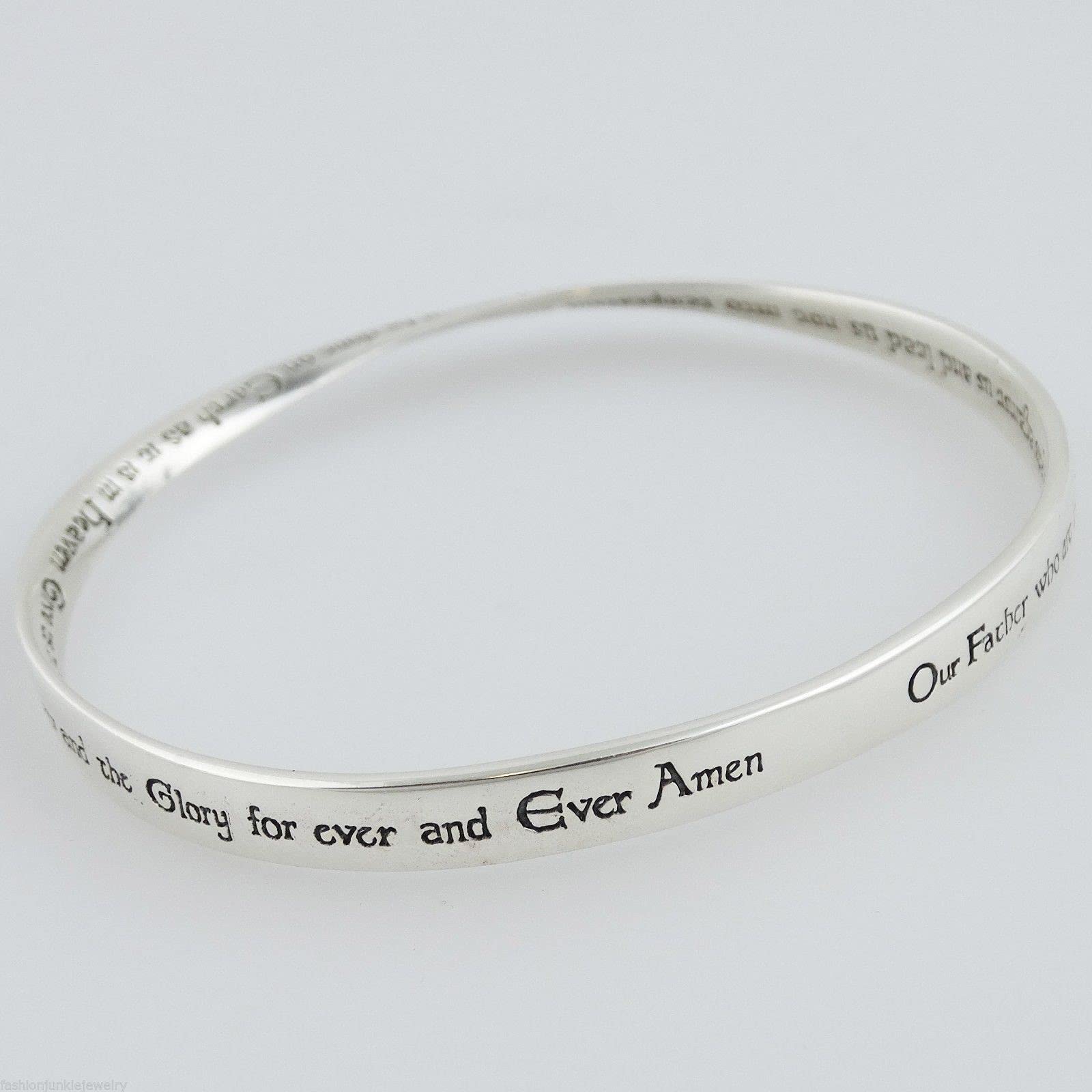 FashionJunkie4Life Sterling Silver The Lord's Prayer Mobius Bangle Bracelet, Polished