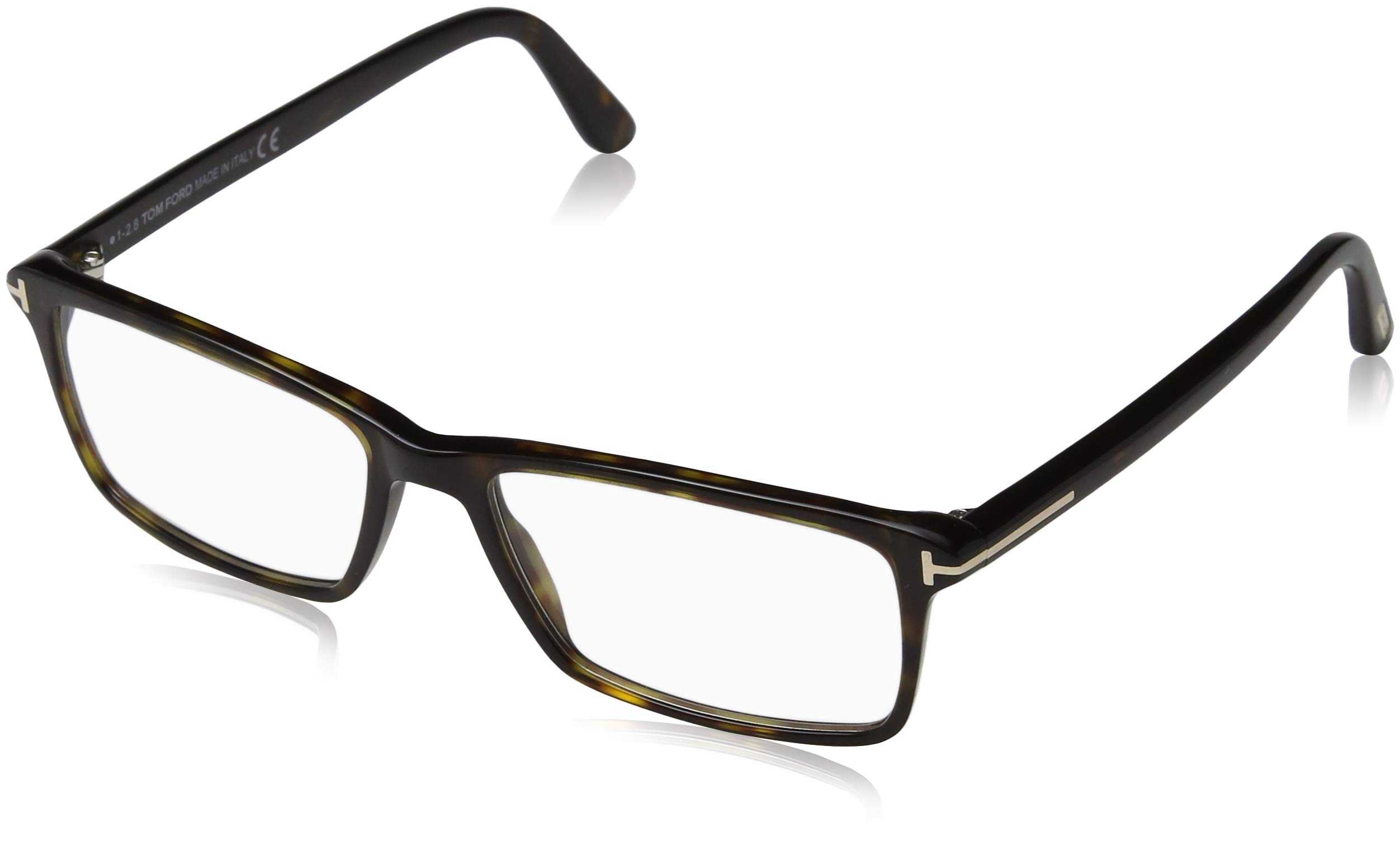 TOM FORD Men's TF 5408 Rectangular Eyeglasses 56mm, Shiny Classic Dark Havana, Shiny Rose Gold "T" Log, 56/16/145