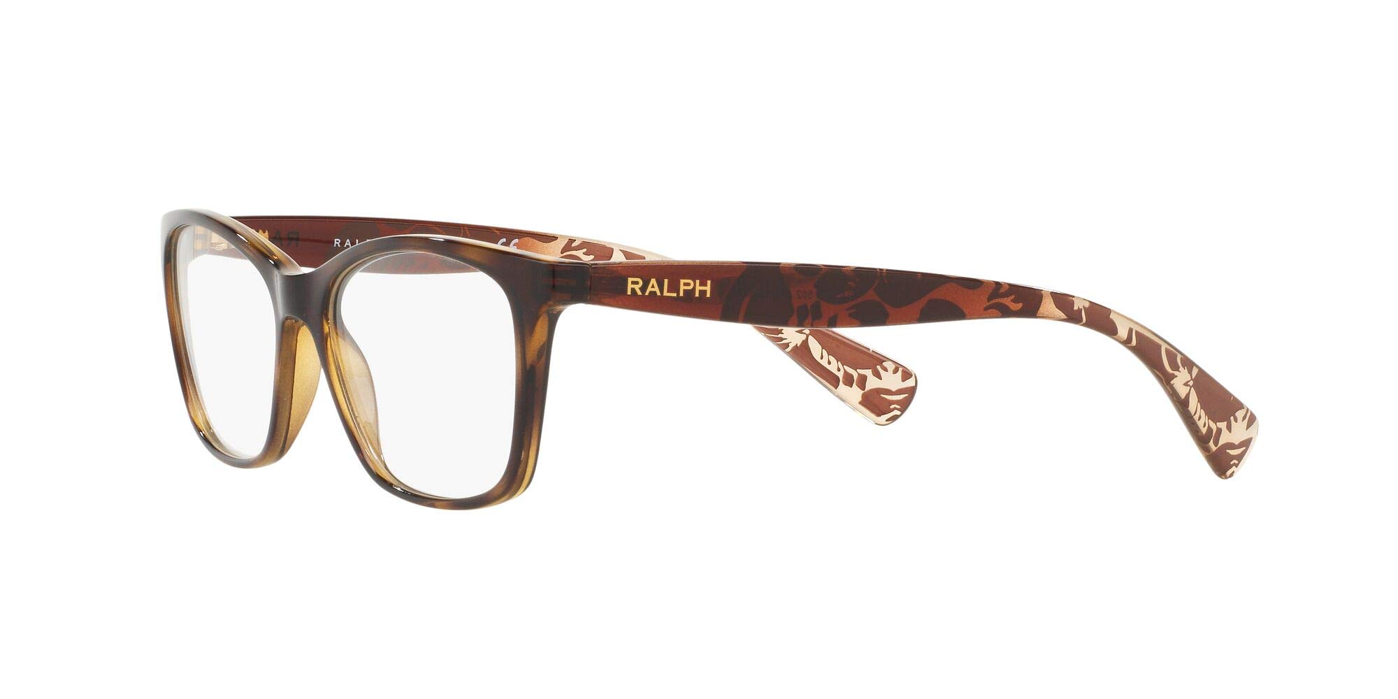 Ralph by Ralph Lauren Women's RA7071 Cat Eye Prescription Eyewear Frames, Shiny Dark Havana/Demo Lens, 52 mm