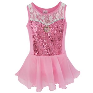 iEFiEL Girls Sequin Dress Chiffon Tutu Ballet Leotard Dressing up Pink 3