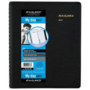 at-a-glance daily appointment book / planner 2017, wirebound, 24-hour, 8-1/2 x 10-7/8", black (70-214-05)