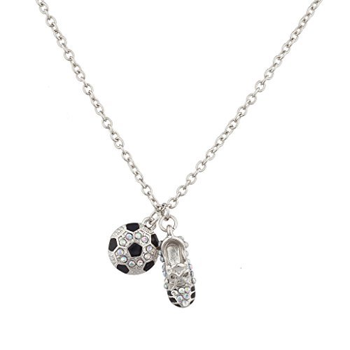 LUX ACCESSORIES Soccer Ball and Sneaker Sports Charm Necklace