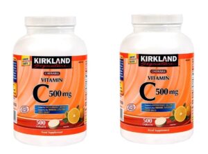 kirkland vitamin c (500 mg), tangy orange, chewable tablets, 500 count (pack of 2)