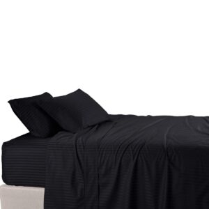 royal tradition damask striped 600-thread-count, 100-percent cotton twin extra long xl 3pc bed sheets set, black