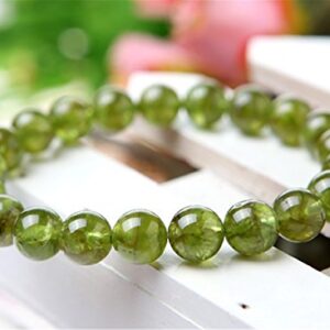 LiZiFang Genuine Natural Olivine Peridot Gemstone Stretch Round Crystal Bead Bracelet 6mm