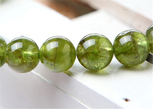 LiZiFang Genuine Natural Olivine Peridot Gemstone Stretch Round Crystal Bead Bracelet 6mm