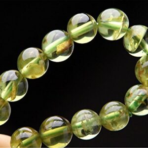 LiZiFang Genuine Natural Olivine Peridot Gemstone Stretch Round Crystal Bead Bracelet 6mm