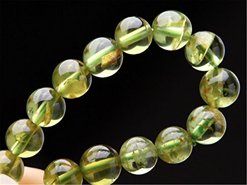 LiZiFang Genuine Natural Olivine Peridot Gemstone Stretch Round Crystal Bead Bracelet 6mm