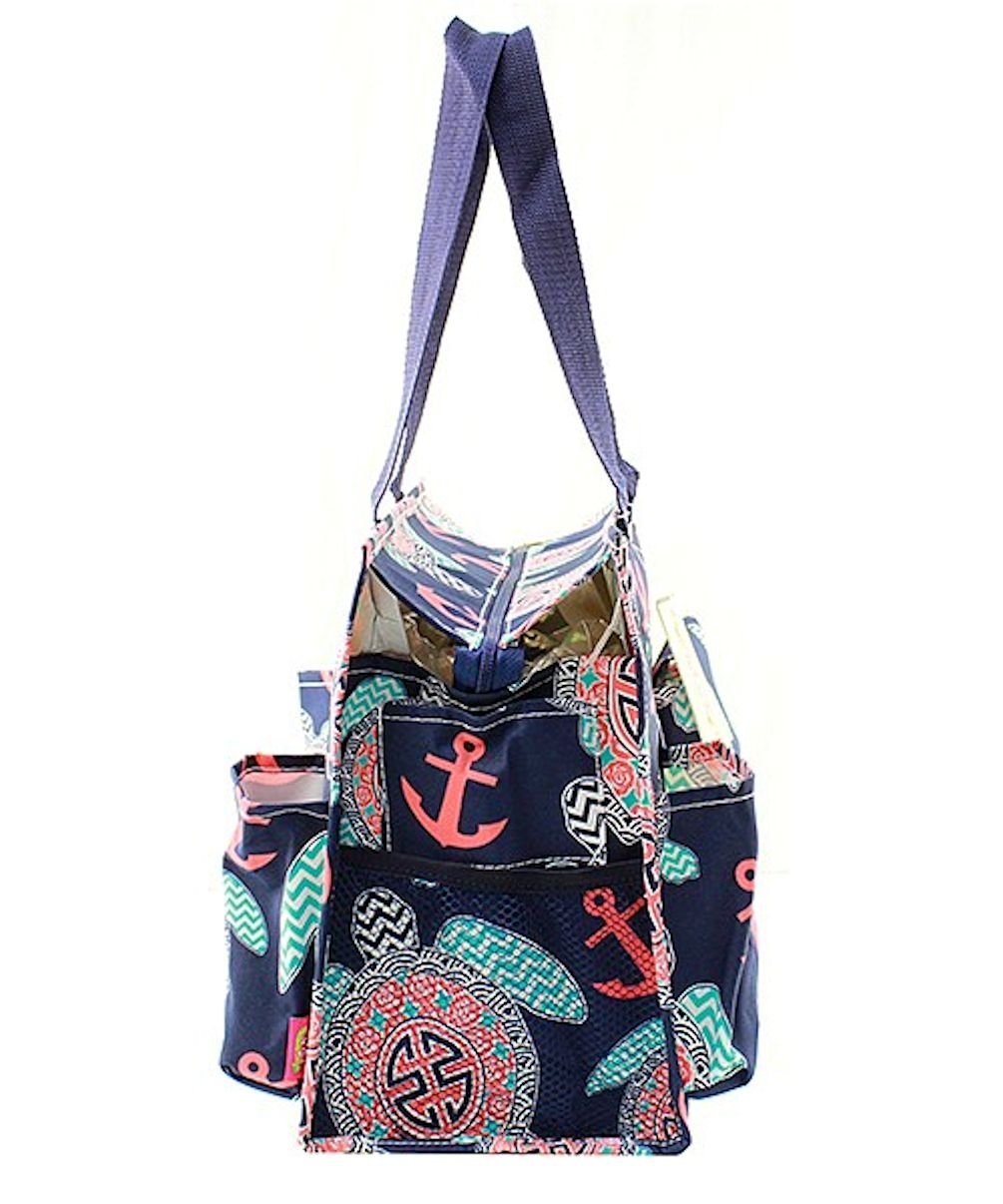 N Gil All Purpose Organizer Medium Utility Tote Bag (Sea Turtle Navy Blue)