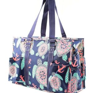 N Gil All Purpose Organizer Medium Utility Tote Bag (Sea Turtle Navy Blue)