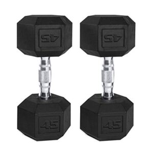 cap barbell coated hex dumbbell with contoured chrome handle, 45 pound pair