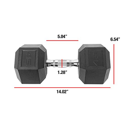 CAP Barbell Coated Hex Dumbbell with Contoured Chrome Handle, 45 Pound Pair