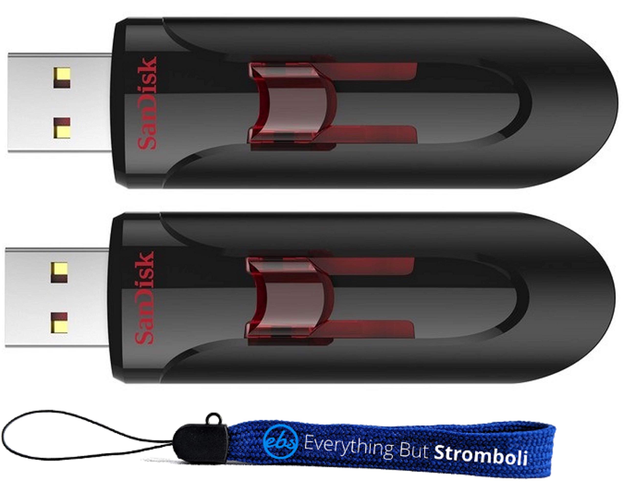 SanDisk 32GB Glide 3.0 CZ600 (2 Pack) 32GB USB Flash Drive Flash Drive Jump Drive Pen Drive High Performance - with (1) Everything But Stromboli (tm) Lanyard