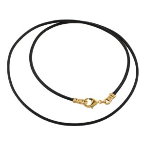 dragonweave gold plated 1.8mm fine black leather cord necklace - 18 inches