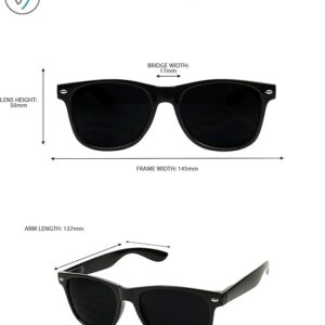 ShadyVEU Super Dark Round Sunglasses UV400 Casual Blacked Out 80's Retro Shades (Glossy Black Frame, Dark Black)