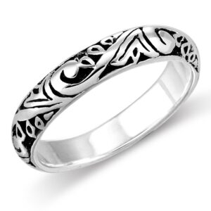 Sterling Silver Elegant Bali Style Filigree Scroll Design Everyday Band Ring (5.5)