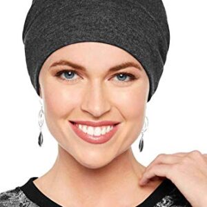 Headcovers Unlimited Cotton Relaxed Beanie-Caps for Women with Chemo Cancer Hair Loss Charcoal