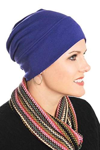 Headcovers Unlimited Cotton Relaxed Beanie-Caps for Women with Chemo Cancer Hair Loss Charcoal