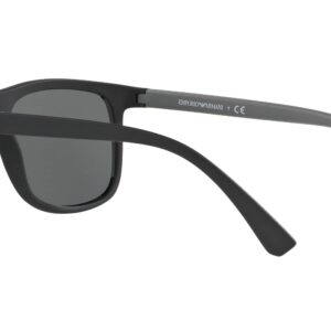 Emporio Armani Men's EA4079 Square Sunglasses, Matte Black/Grey, 57 mm