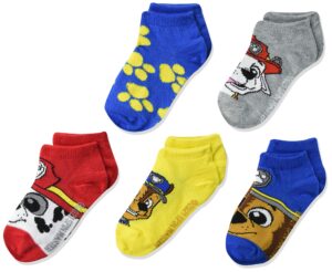 nickelodeon boys paw patrol 5 pack shorty casual sock, assorted big face, shoe size 4-8 us